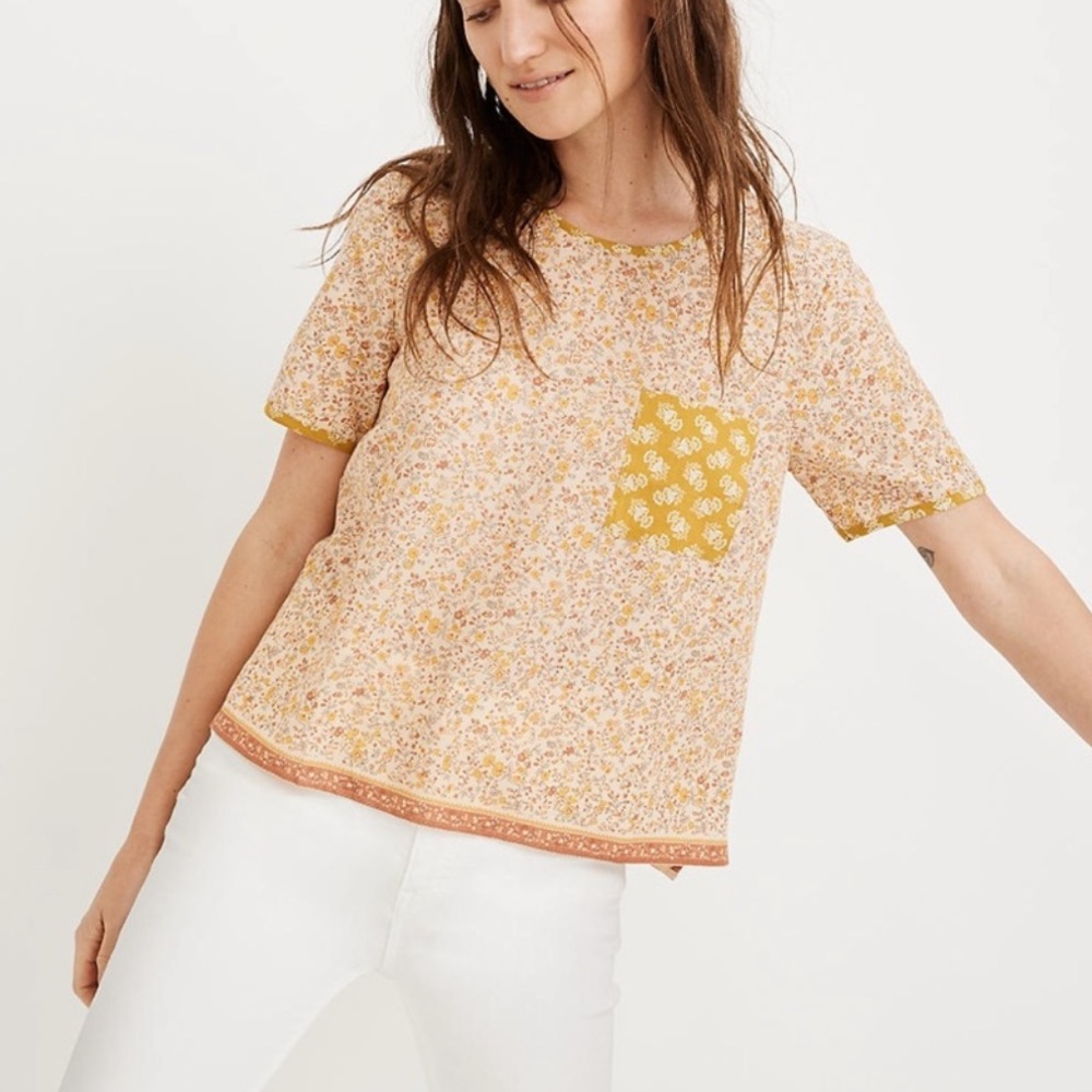 Madewell button back f Jaipur floral top